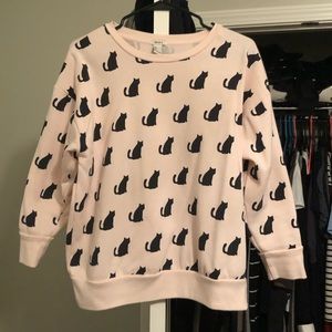 Forever 21 Black Cat Sweater - light pink & Black